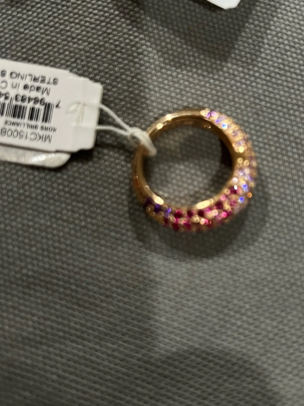 Michael Kors Gold Ring Pendant with Pink and Purple Pavé Stones